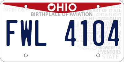 OH license plate FWL4104