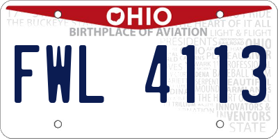 OH license plate FWL4113