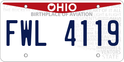 OH license plate FWL4119