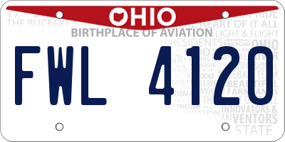 OH license plate FWL4120