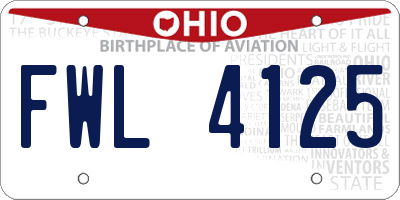 OH license plate FWL4125