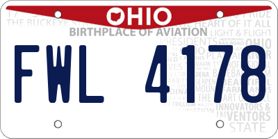 OH license plate FWL4178