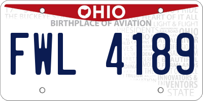 OH license plate FWL4189