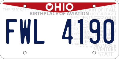 OH license plate FWL4190