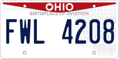 OH license plate FWL4208