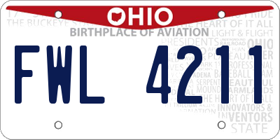 OH license plate FWL4211