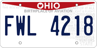 OH license plate FWL4218