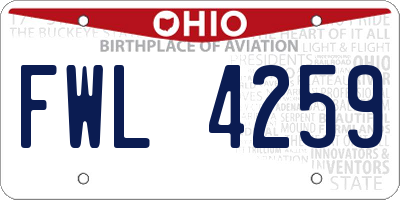 OH license plate FWL4259