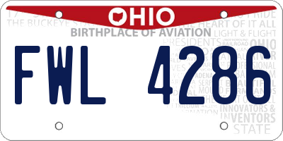 OH license plate FWL4286