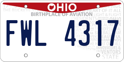 OH license plate FWL4317