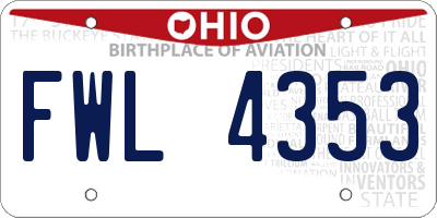 OH license plate FWL4353
