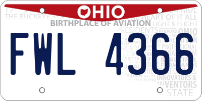 OH license plate FWL4366