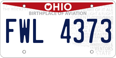 OH license plate FWL4373
