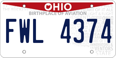 OH license plate FWL4374