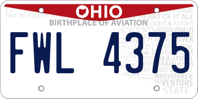 OH license plate FWL4375