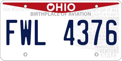 OH license plate FWL4376