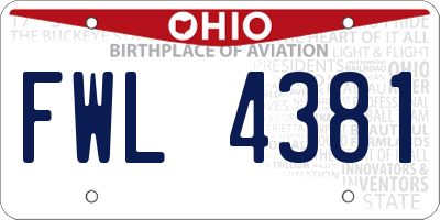 OH license plate FWL4381