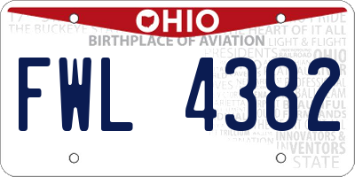 OH license plate FWL4382