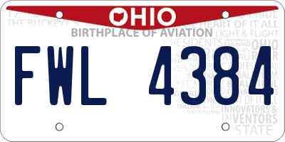 OH license plate FWL4384