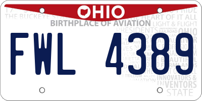 OH license plate FWL4389