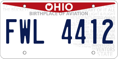 OH license plate FWL4412