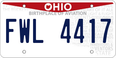 OH license plate FWL4417