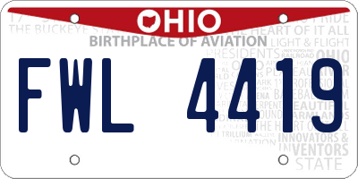 OH license plate FWL4419