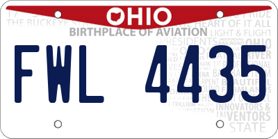 OH license plate FWL4435
