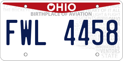 OH license plate FWL4458