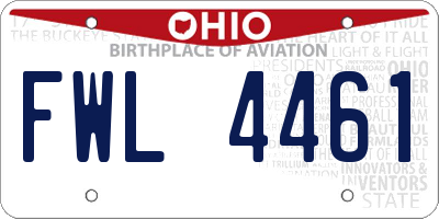 OH license plate FWL4461
