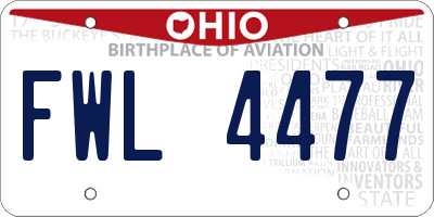 OH license plate FWL4477