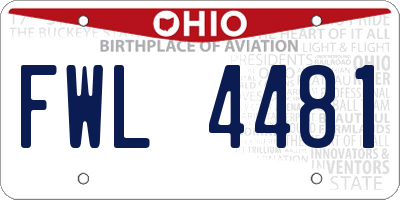OH license plate FWL4481
