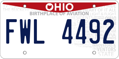 OH license plate FWL4492