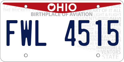 OH license plate FWL4515