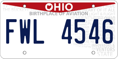 OH license plate FWL4546
