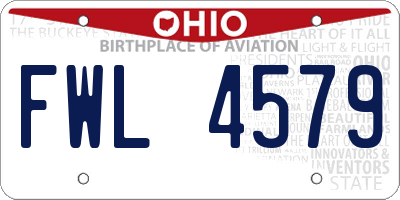 OH license plate FWL4579