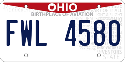 OH license plate FWL4580