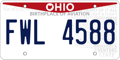 OH license plate FWL4588