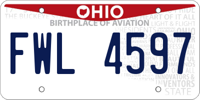 OH license plate FWL4597