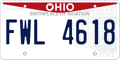 OH license plate FWL4618