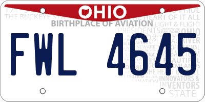 OH license plate FWL4645
