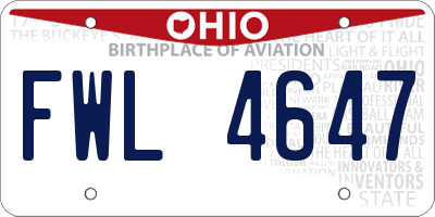 OH license plate FWL4647