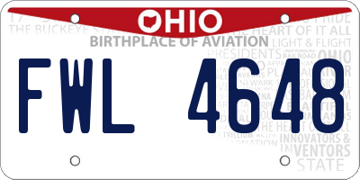 OH license plate FWL4648