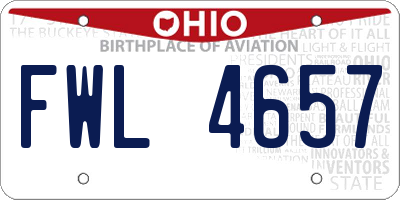OH license plate FWL4657
