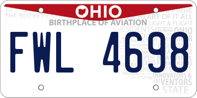 OH license plate FWL4698