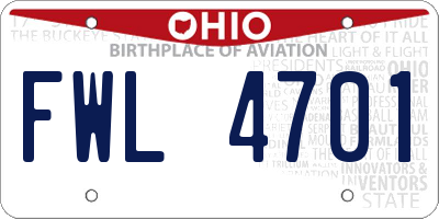 OH license plate FWL4701