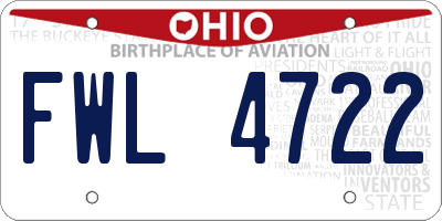 OH license plate FWL4722