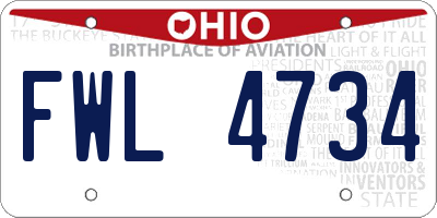 OH license plate FWL4734