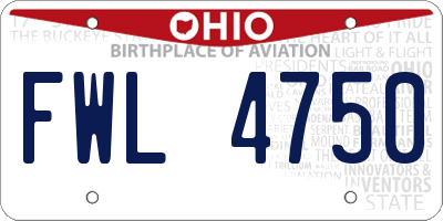 OH license plate FWL4750