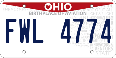 OH license plate FWL4774